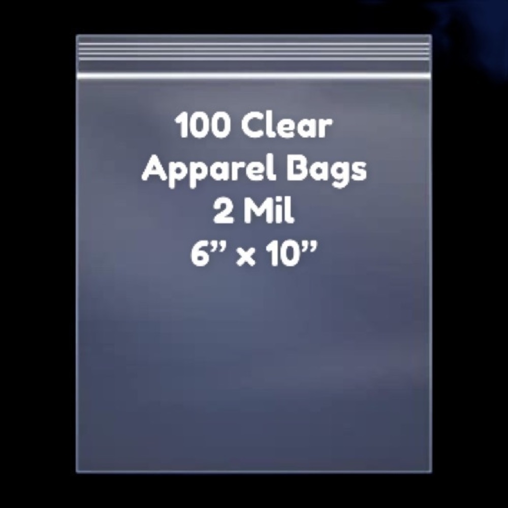 Clear Apparel Bags Zip Top Reusable 2 Mil Strong - 100 (6” x 10”)